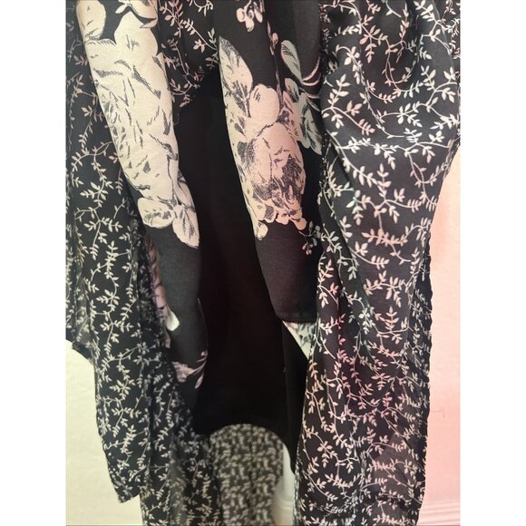 Lapis tiered Y2K maxi Dress S Black White Floral Cottagecore Boho Empire Waist - Picture 7 of 15